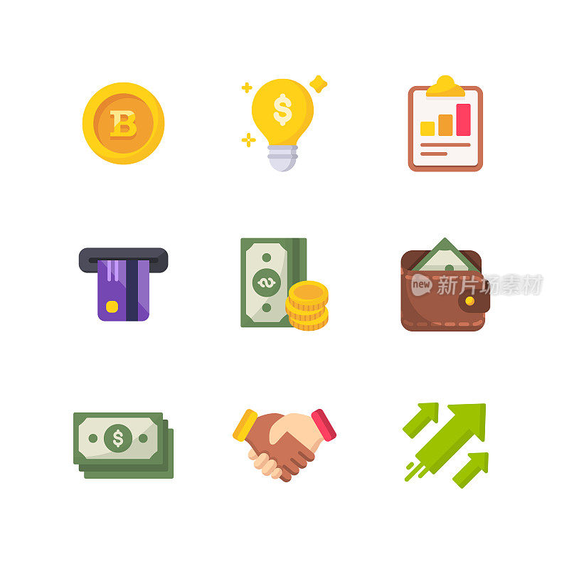 Money and Finance Flat Vector Icons. Pixel Perfect. For Mobile and Web.